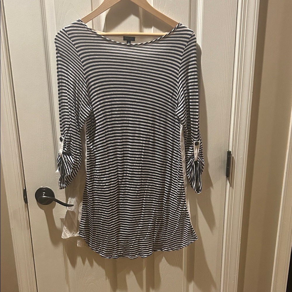 Splendid Black and White Striped Long Sleeve Top